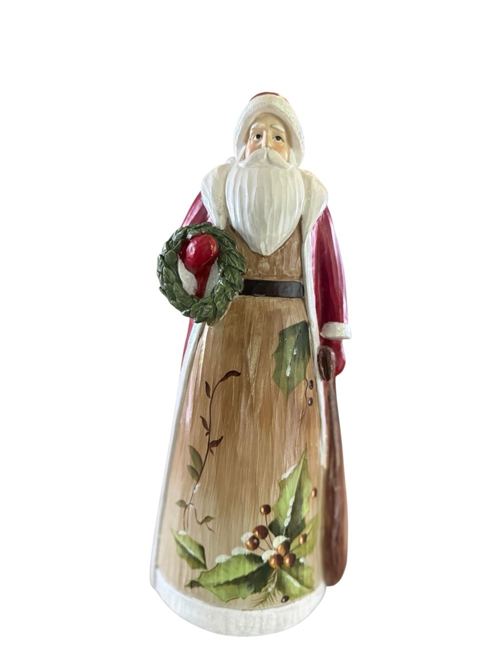 Rustic Santa Claus Figurine 11” Hand Painted Farmhouse Christmas Holiday Decor